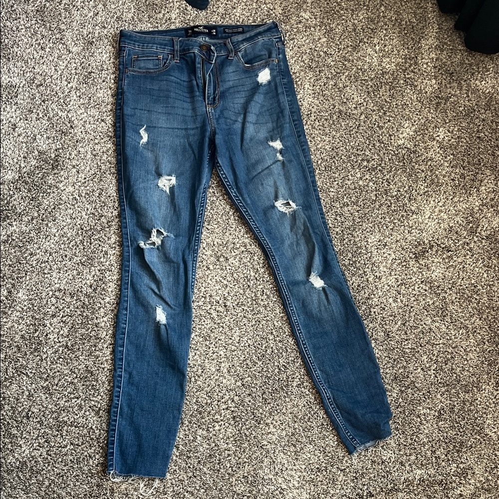 Hollister Distressed Dark Blue Skinny Jeans